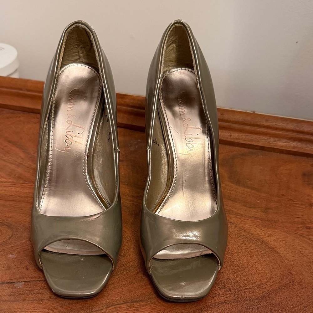 Olive Peep-Toe Heels